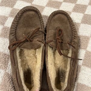 Brown ugg slippers. Used as inside shoes with socks only.